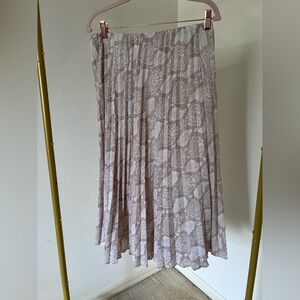 Worthington Beige Snake Print A-Line Pleated Midi Skirt Women Medium GUC